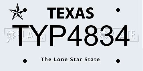 TYP4834 Texas License Plate