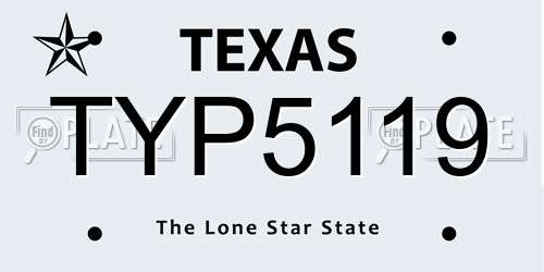 TYP5119 Texas License Plate
