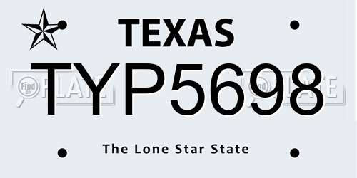 TYP5698 Texas License Plate