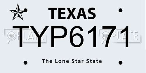 TYP6171 Texas License Plate