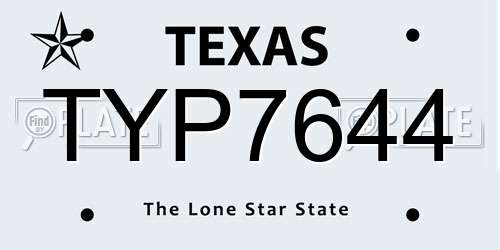 TYP7644 Texas License Plate