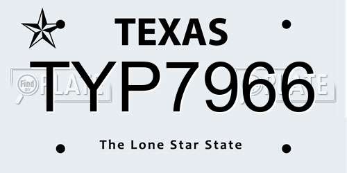 TYP7966 Texas License Plate