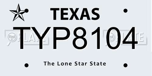 TYP8104 Texas License Plate