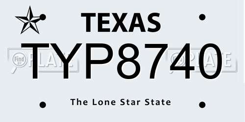 TYP8740 Texas License Plate