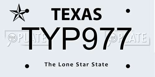 TYP977 Texas License Plate