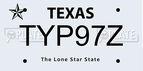TYP97Z Texas License Plate