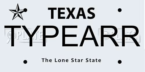 TYPEARR Texas License Plate