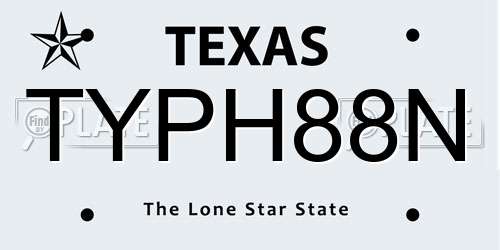 TYPH88N Texas License Plate