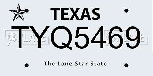 TYQ5469 Texas License Plate
