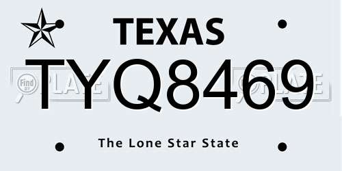 TYQ8469 Texas License Plate