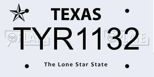 TYR1132 Texas License Plate