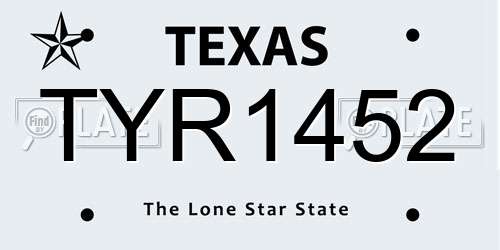 TYR1452 Texas License Plate