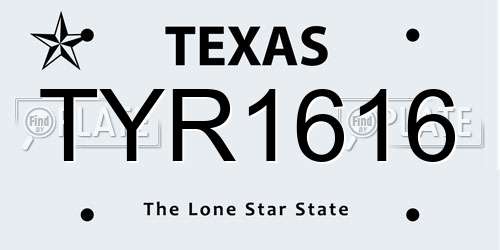 TYR1616 Texas License Plate
