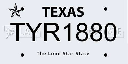 TYR1880 Texas License Plate