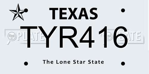 TYR416 Texas License Plate