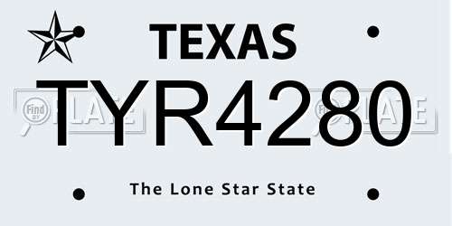 TYR4280 Texas License Plate