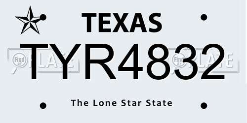 TYR4832 Texas License Plate