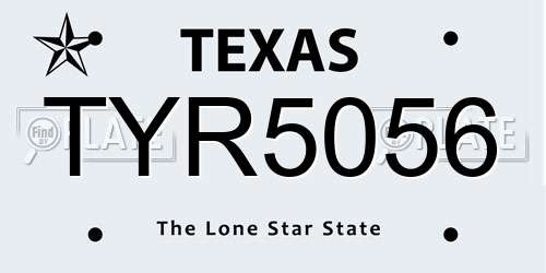 TYR5056 Texas License Plate