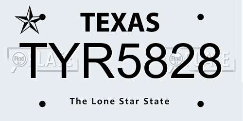 TYR5828 Texas License Plate