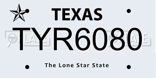 TYR6080 Texas License Plate