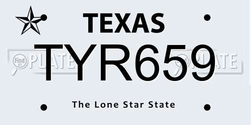 TYR659 Texas License Plate