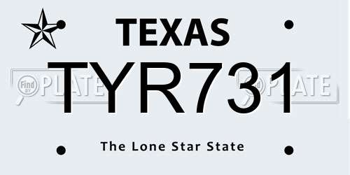 TYR731 Texas License Plate