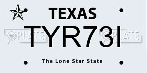 TYR73I Texas License Plate