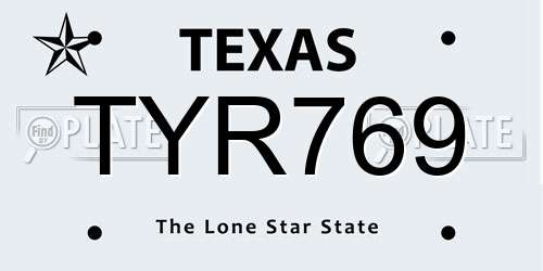 TYR769 Texas License Plate
