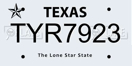 TYR7923 Texas License Plate