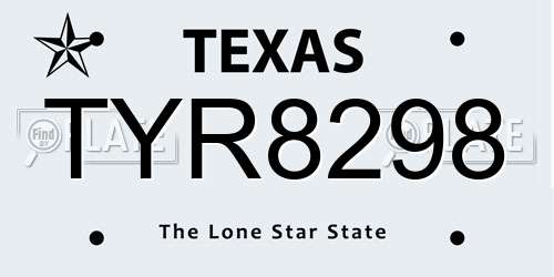 TYR8298 Texas License Plate