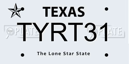 TYRT31 Texas License Plate