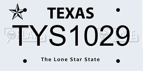 TYS1029 Texas License Plate