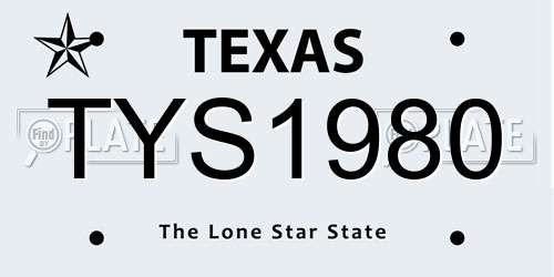 TYS1980 Texas License Plate
