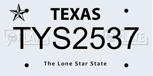 TYS2537 Texas License Plate