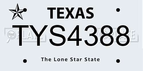 TYS4388 Texas License Plate