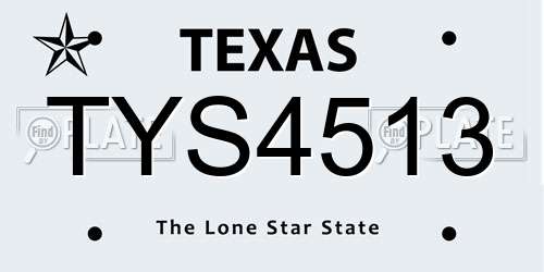 TYS4513 Texas License Plate