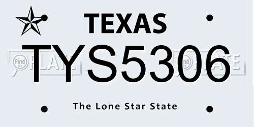 TYS5306 Texas License Plate