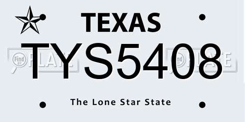 TYS5408 Texas License Plate