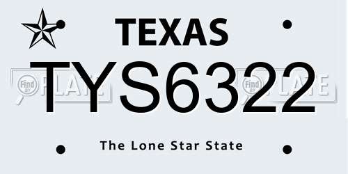 TYS6322 Texas License Plate
