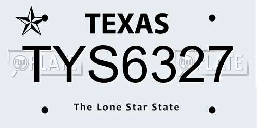 TYS6327 Texas License Plate
