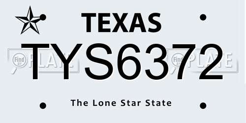 TYS6372 Texas License Plate