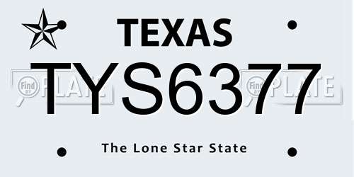 TYS6377 Texas License Plate