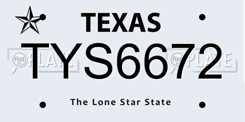 TYS6672 Texas License Plate