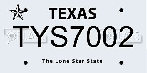 TYS7002 Texas License Plate
