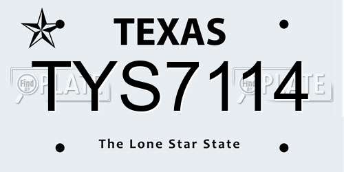 TYS7114 Texas License Plate