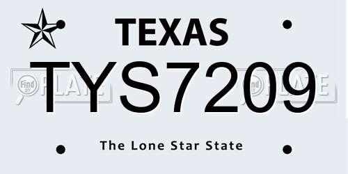 TYS7209 Texas License Plate