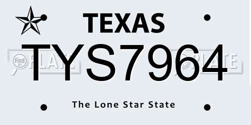 TYS7964 Texas License Plate