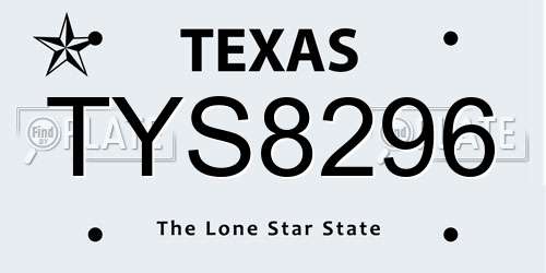 TYS8296 Texas License Plate