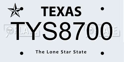 TYS8700 Texas License Plate