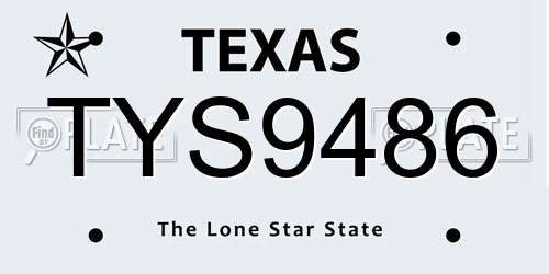TYS9486 Texas License Plate